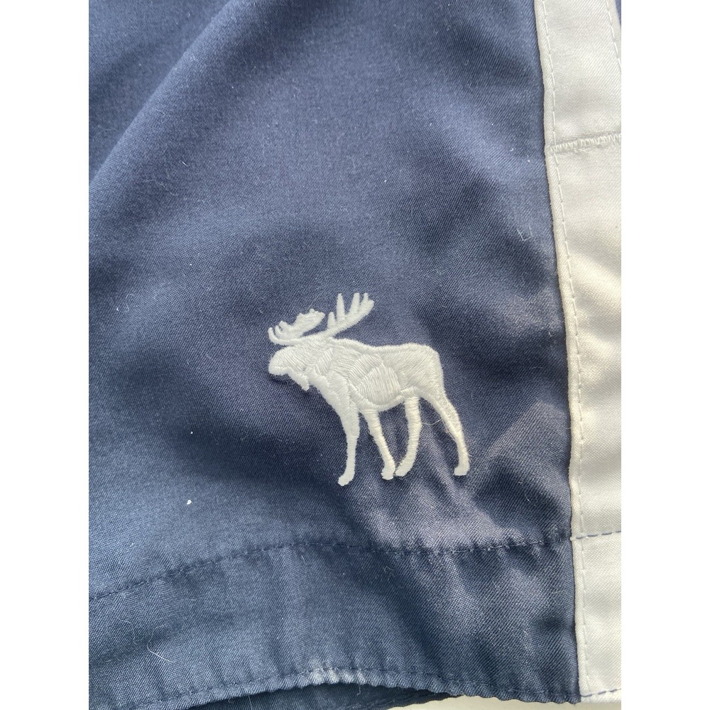 Abercrombie & Fitch Mens Y2K Swim Trunks Size XL Blue Lined Moose Logo Preppy - Picture 4 of 11